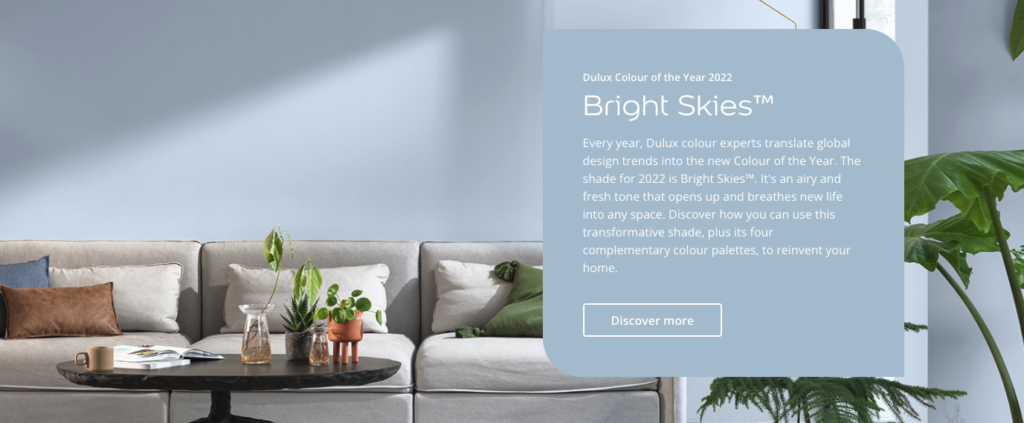 bright skies colour of the year 2022 Dulux